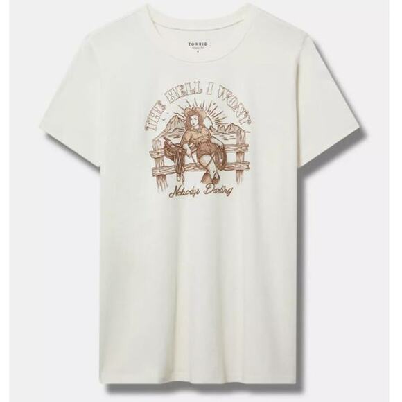 Torrid The Hell I Won't 100% Cotton White Crew Neck T-Shirt Size 2X NWT - Picture 2 of 3